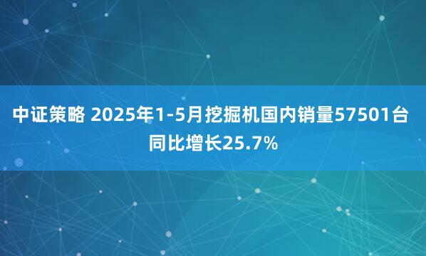 中证策略 2025年1-5月挖掘机国内销量57501台 同比增长25.7%