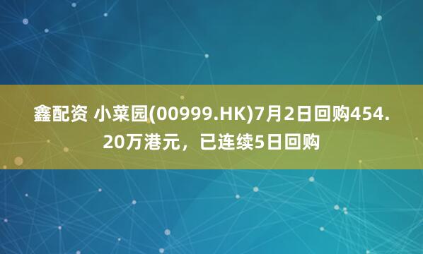 鑫配资 小菜园(00999.HK)7月2日回购454.20万港元,已连续5日回购